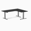 Desky L-shape standing desk melamine black with space grey legs