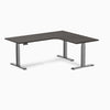 Desky L-shape standing desk burnished wood with space grey legs