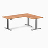 Desky L-shape standing desk prime oak with space grey legs