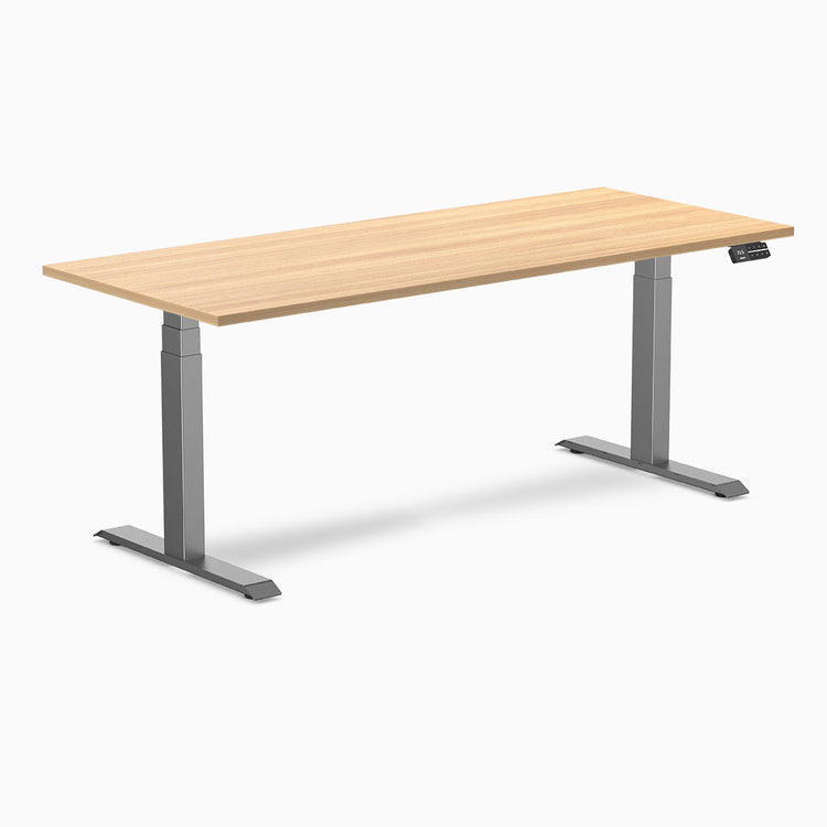 Desky Dual melamine sit stand desk 1800mm sublime teak