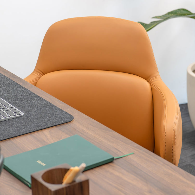 Desky Arco Office Chair-Chair-Desky-Tan Microfiber Leather-DeskyÌâå¨ Australia