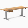 Dual hardwood bundle  standing desk with drawer in teak space grey legs