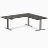 Desky L-shape standing desk burnished wood with space grey legs