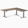 Desky L-shape standing desk natural walnut with space grey legs