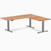 Desky L-shape standing desk prime oak with space grey legs