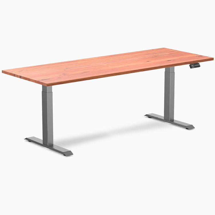 Desky Dual Softwood Sit Stand Desk in red cedar