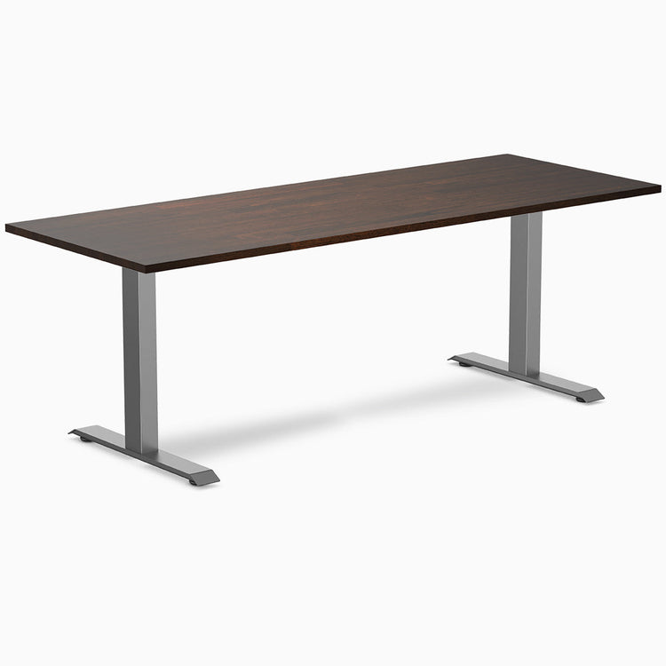 Desky 2000mm rubberwood dark walnut fixed desk in space grey