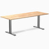 Desky 2000mm rubberwood natural fixed desk in space grey