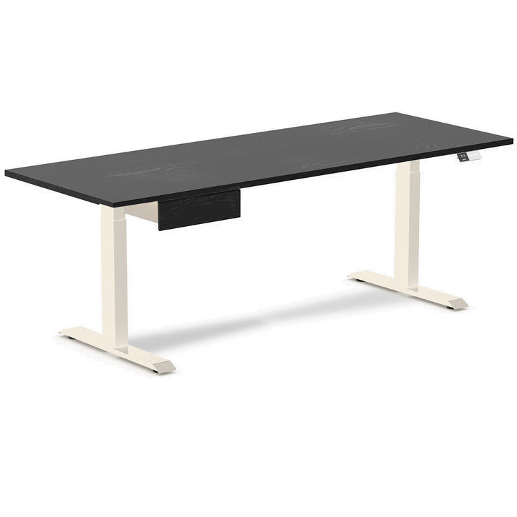 Desky Dual Hardwood Standing Desk With Drawer Black Ash / 2000x750mm / Wheat