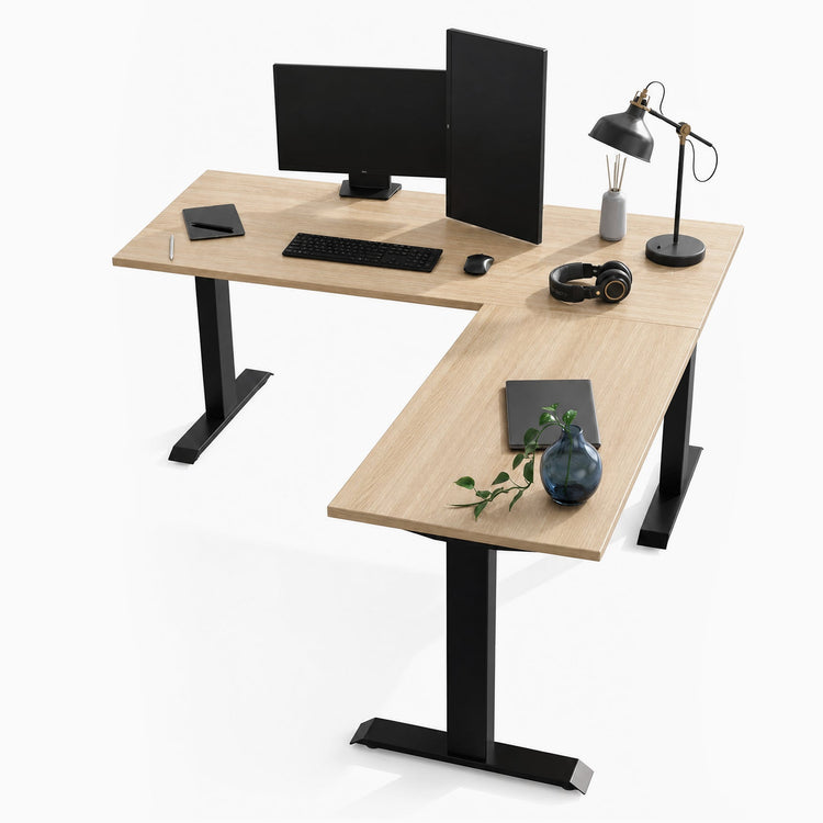 Desky Zero Melamine L-Shape Office Desk-Classic Oak Desky®