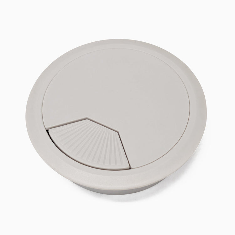 Grey desk cable grommet hole