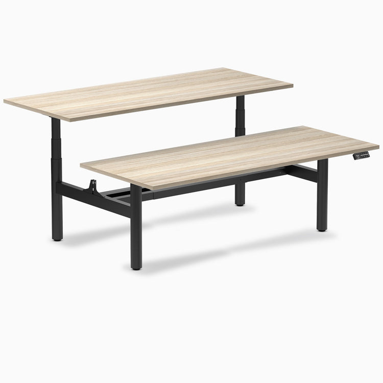 Desky Back to Back Round Leg Melamine Sit Stand Workstation
