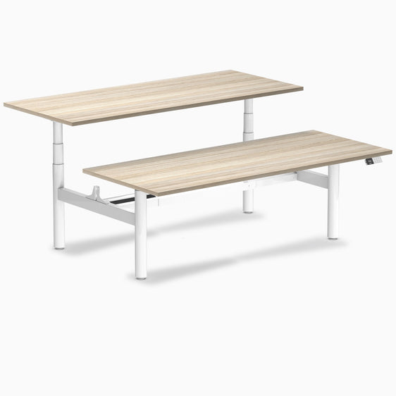 Desky Back to Back Round Leg Melamine Sit Stand Workstation