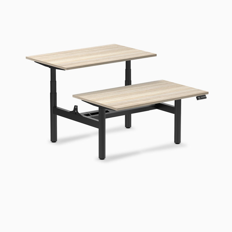Desky Back to Back Round Leg Melamine Sit Stand Workstation