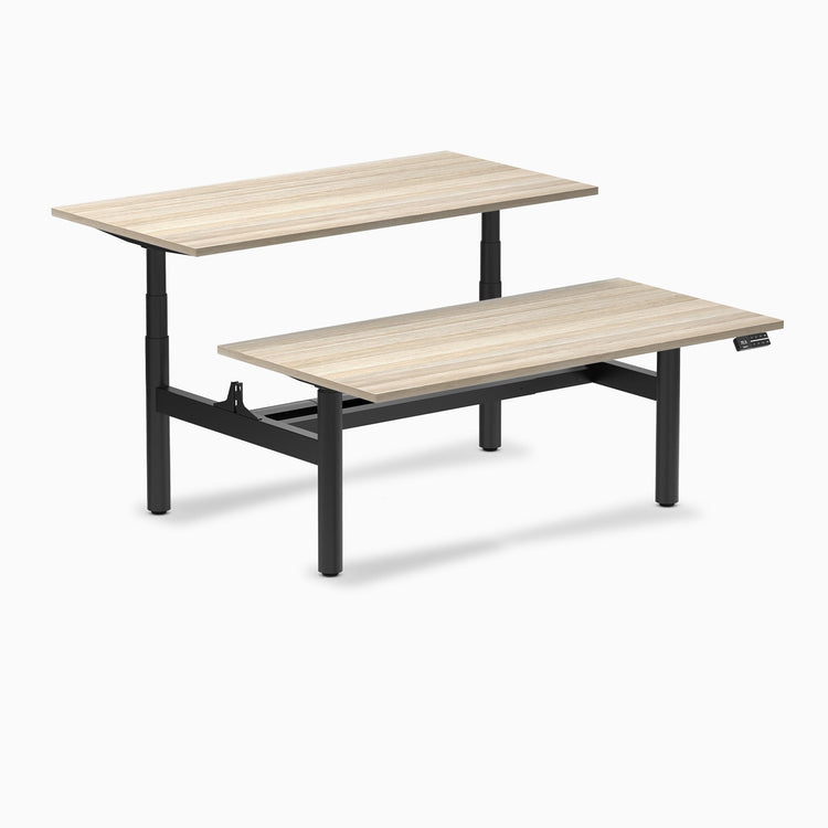 Desky Back to Back Round Leg Melamine Sit Stand Workstation