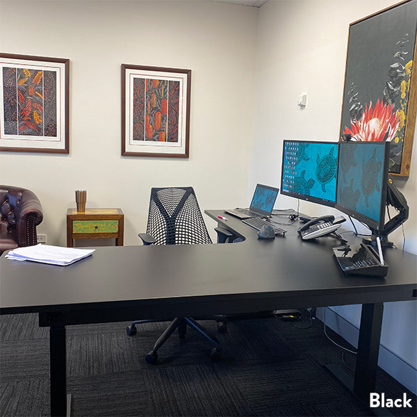 Desky L-Shape Melamine Sit Stand Desk-White DeskyÌâå¨