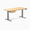 Desky Dual Bamboo Standing Desk With Drawer, Bamboo desktop, Space Grey frame