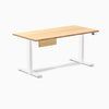 Desky Dual Bamboo Standing Desk With Drawer, Bamboo desktop, White frame