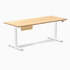 Desky Dual Bamboo Standing Desk With Drawer, Bamboo desktop, White frame