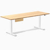 Desky Dual Bamboo Standing Desk With Drawer, Bamboo desktop, White frame