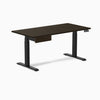 Desky Dual Bamboo Standing Desk With Drawer, Dark Bamboo desktop, Matte Black frame