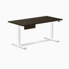 Desky Dual Bamboo Standing Desk With Drawer, Dark Bamboo desktop, White frame