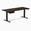 Desky Dual Bamboo Standing Desk With Drawer, Dark Bamboo desktop, Matte Black frame