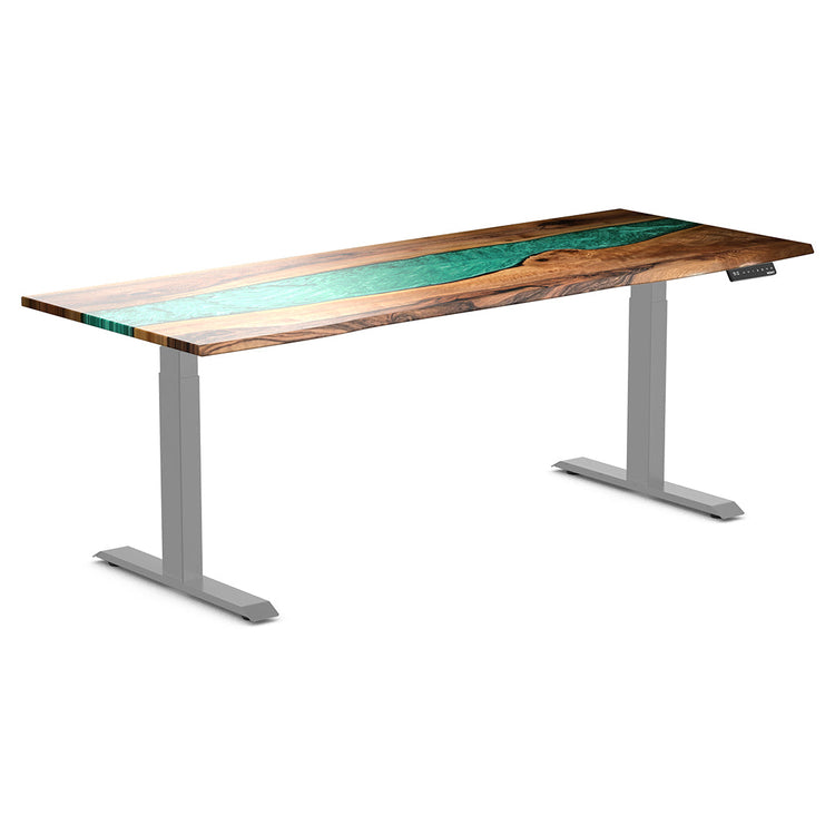 Walnut River Resin Sit Stand Desk