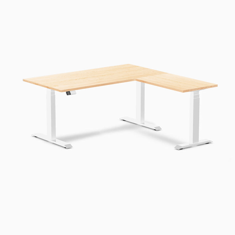 Desky Hardwood L-Shape Sit Stand Desk