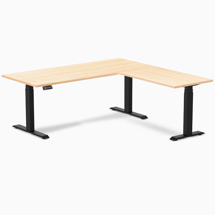 Desky Hardwood L-Shape Sit Stand Desk