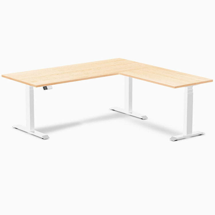 Desky Hardwood L-Shape Sit Stand Desk