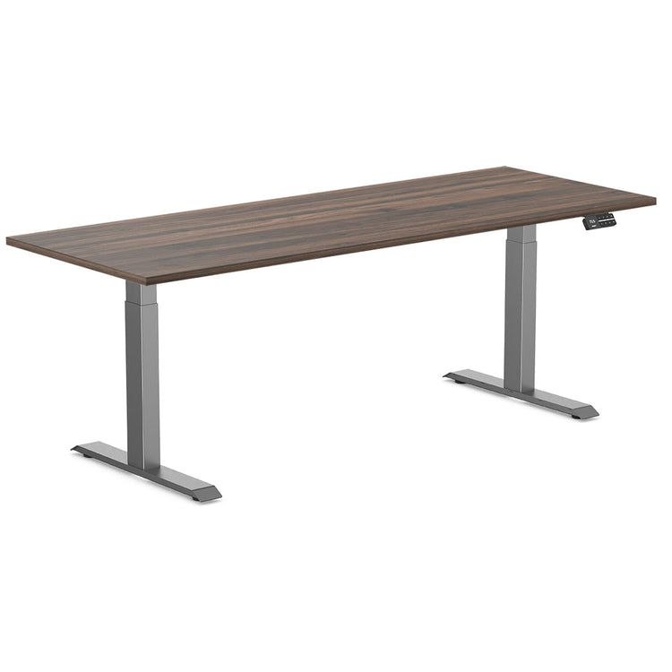 Desky Dual melamine sit stand desk 2000mm jarrah legno desktop