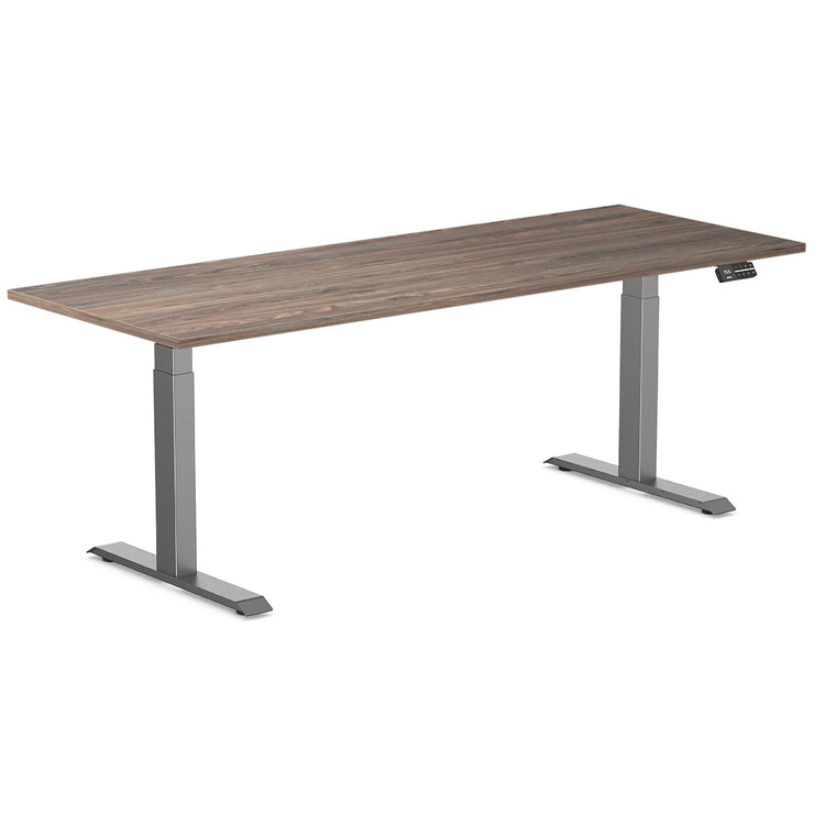 Desky Dual melamine sit stand desk 2000mm natural walnut desktop