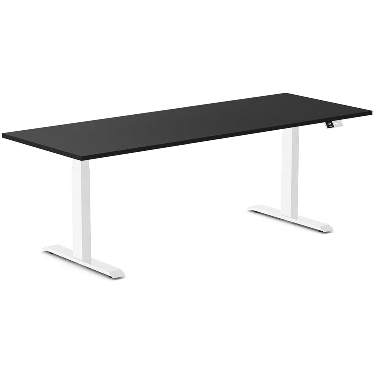 Desky Dual melamine sit stand desk 2000mm black melamine