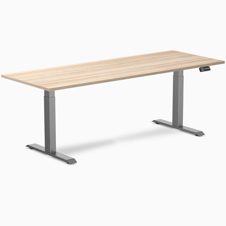 Desky Dual melamine sit stand desk 2000mm classic oak