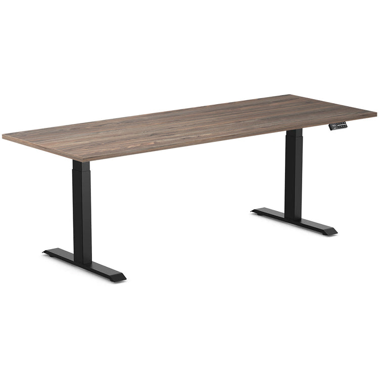 Desky Dual melamine sit stand desk 2000mm nautral walnut