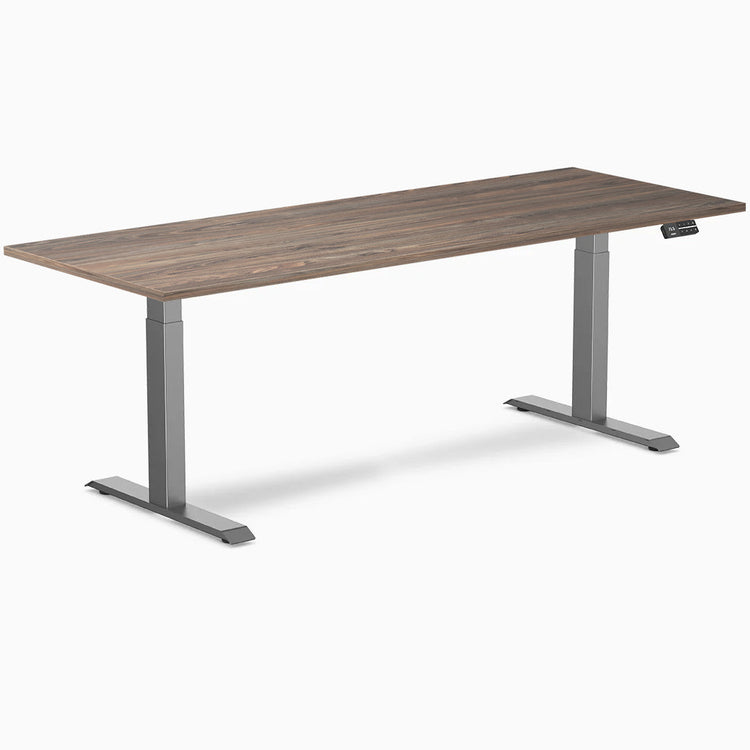 Desky Dual melamine sit stand desk 2000mm nautral walnut