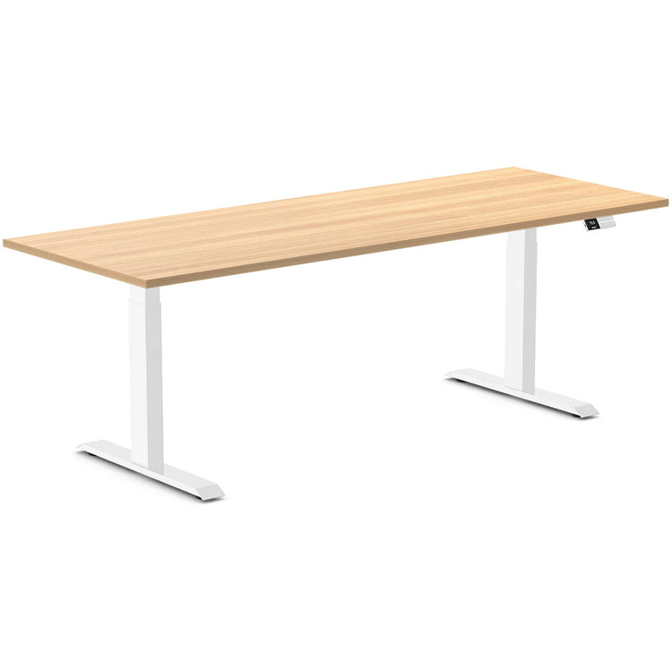 Desky Dual melamine sit stand desk 2000mm sublime teak