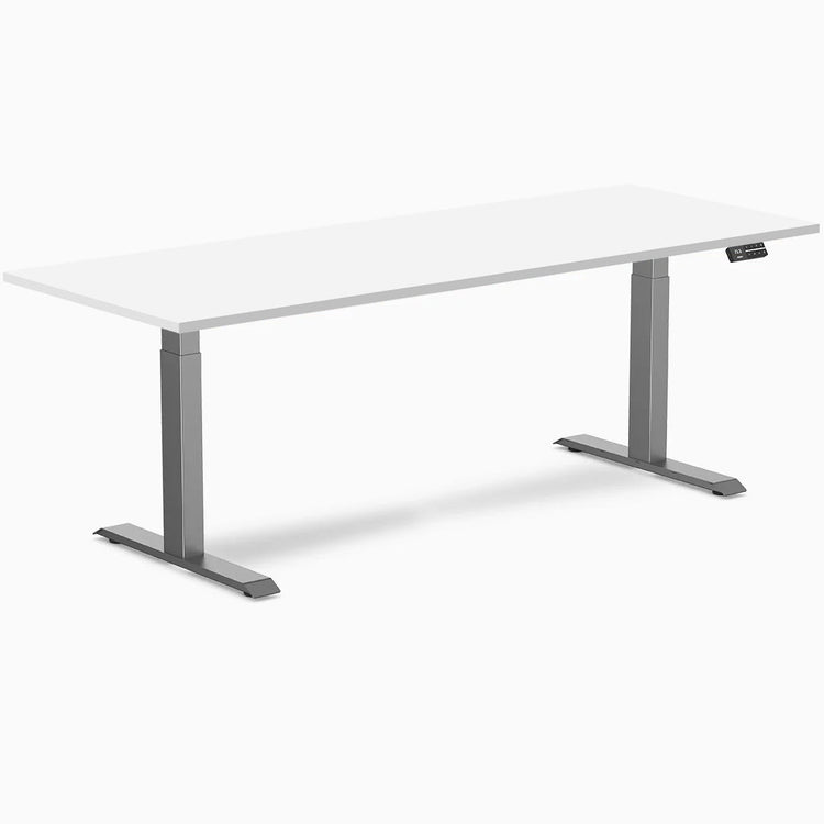 Desky Dual melamine sit stand desk 2000mm white melamine