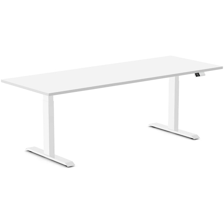 Desky Dual melamine sit stand desk 2000mm white melamine