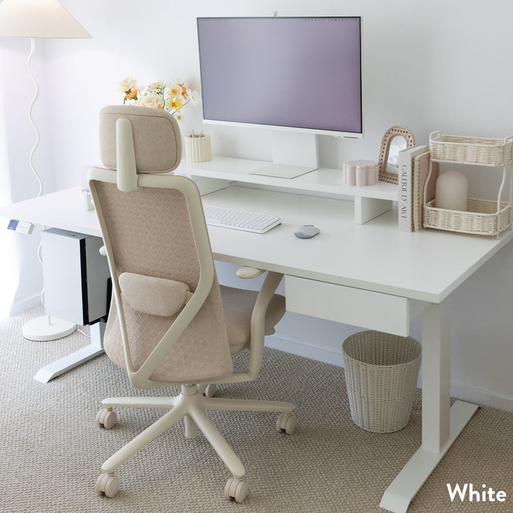 Desky Dual Melamine Sit Stand Desk-Dual Desks-Desky-White-1200x750mm-Matte Black-DeskyÌâå¨ Australia