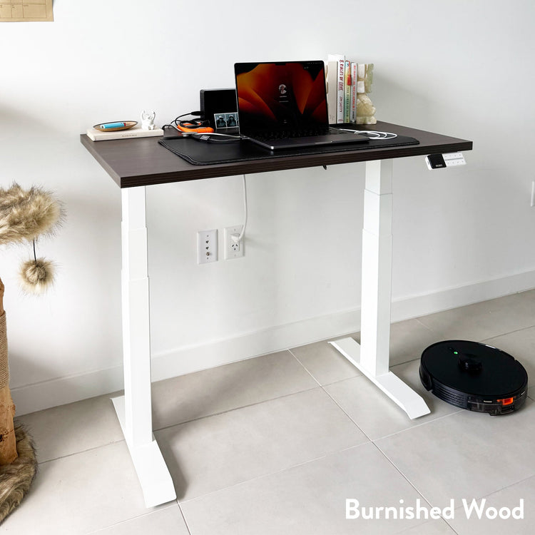 Desky Dual Mini Sit Stand Desk-Dual Desks-Desky-White-800x500mm-Matte Black-Desky® Australia