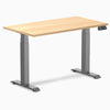 Desky dual mini standing desk hardwood sublime teak in space grey 1100mm