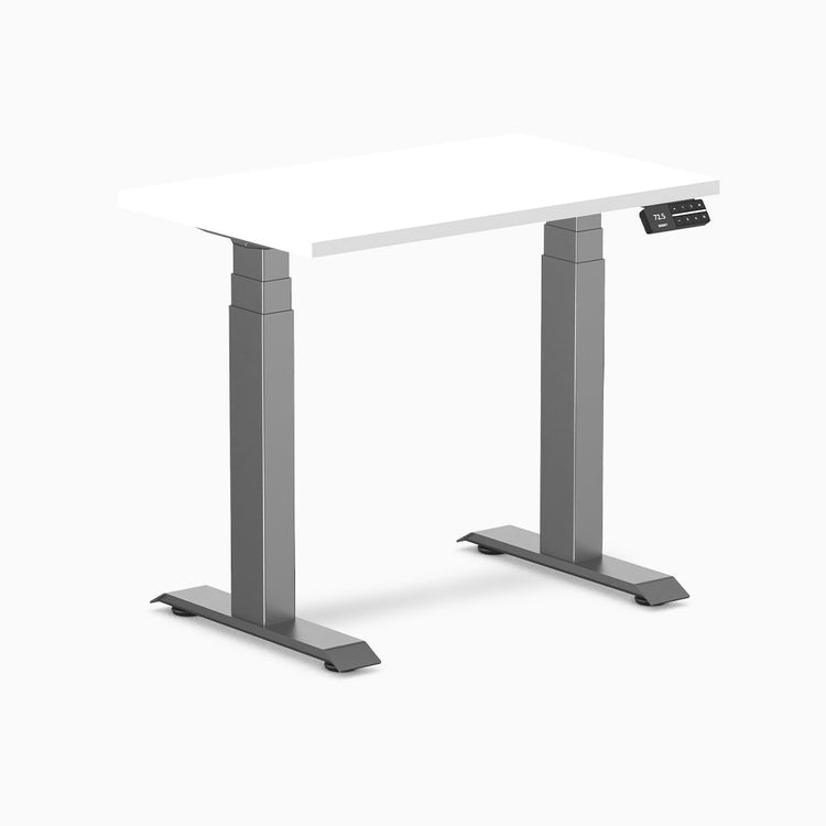 Dual mini sit stand desk white desktop