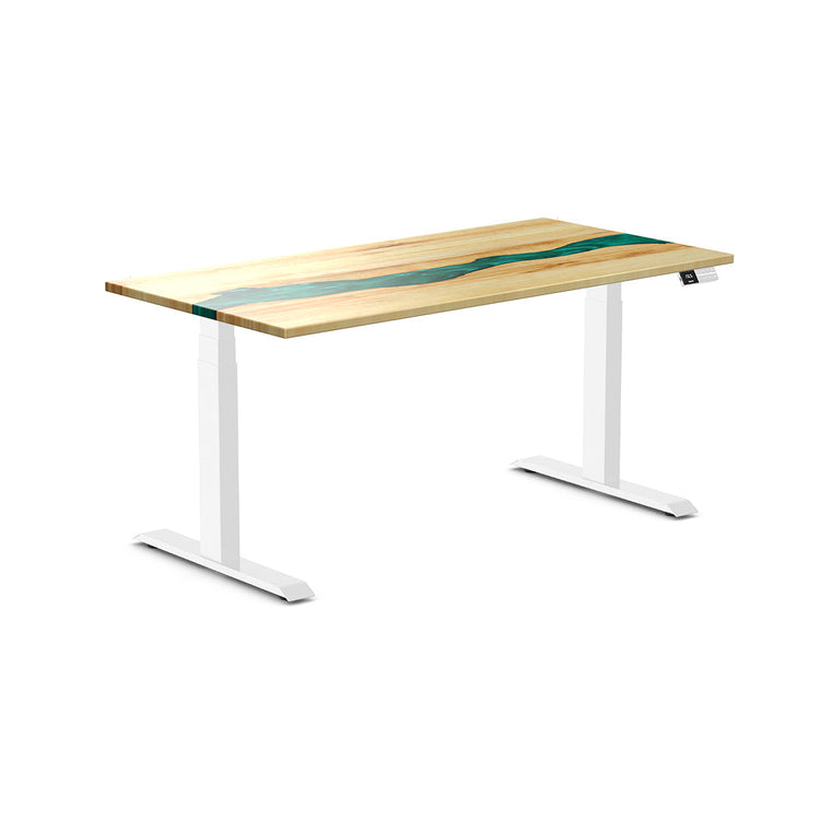 dual resin hardwood sit stand desk