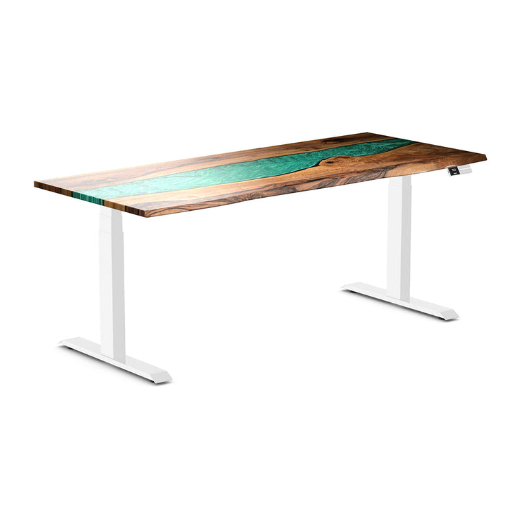 dual resin hardwood sit stand desk