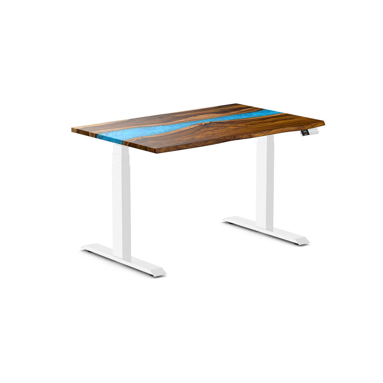 dual resin hardwood sit stand desk