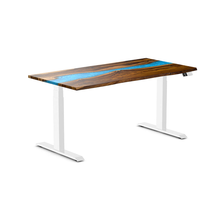 dual resin hardwood sit stand desk