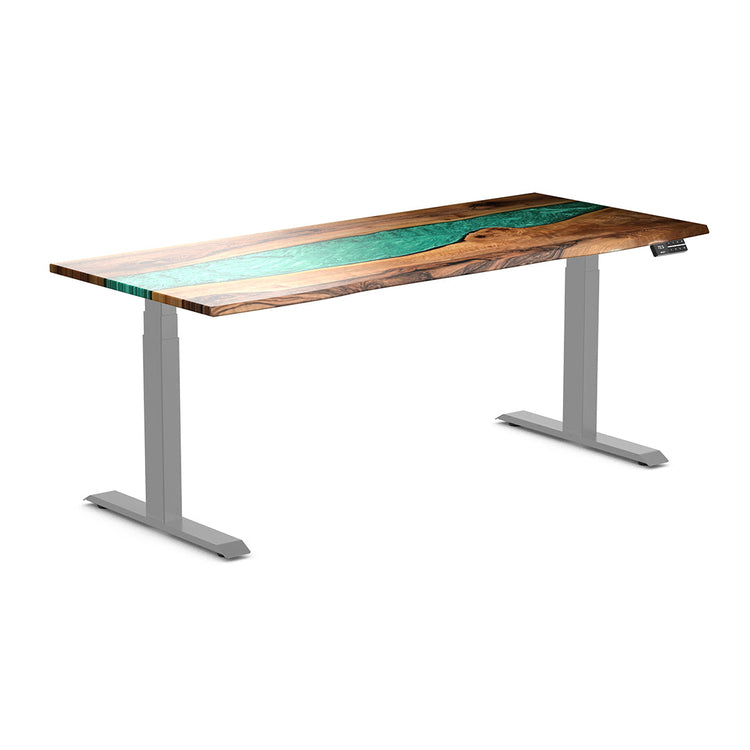 white ash hardwood river resin desk