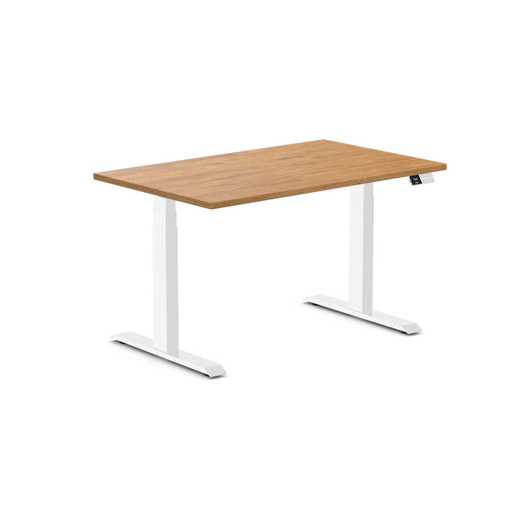 dual rubberwood sit stand desk